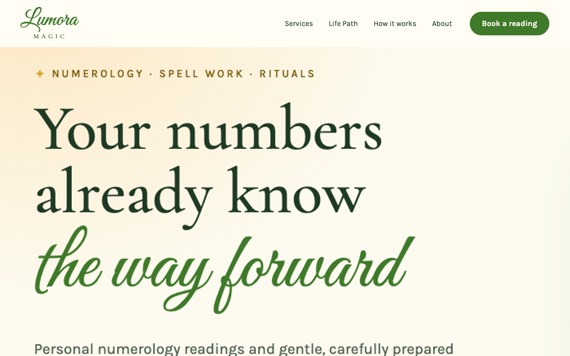 Lumora Magic homepage